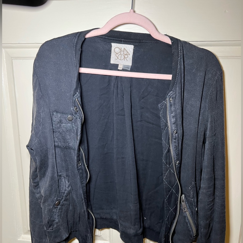 Chaser Distressed Black Button Up Jacket - image 5